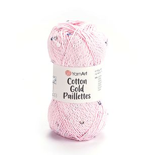 włóczka Cotton Gold Paillettes kolor 7107 jasny róż