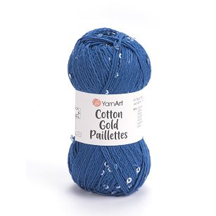 włóczka Cotton Gold Paillettes kolor 7111 ciemny niebieski