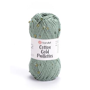 włóczka Cotton Gold Paillettes kolor 7113 mieta