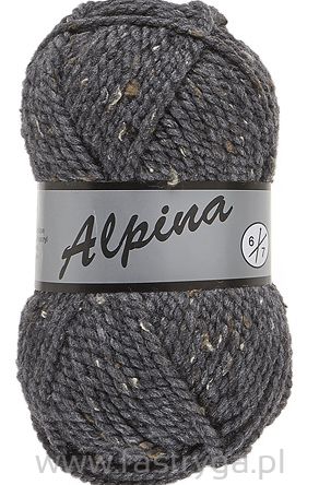 Włóczka Lammy Alpina 6 kolor 425 ciemny popiel tweed wełna z akrylem