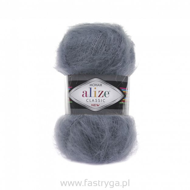 Alize Mohair Classic New 87 popiel stalowy