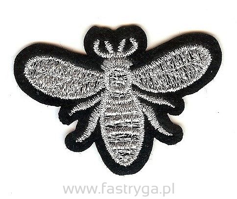 Naszywka srebrna pszczoła