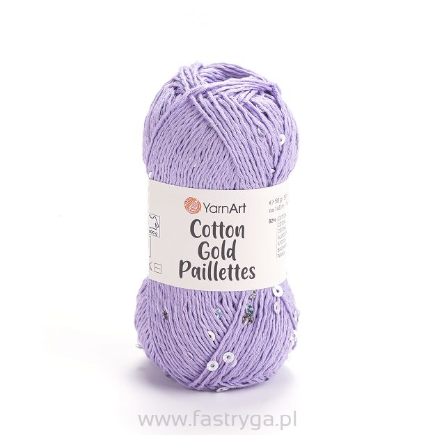 włóczka Cotton Gold Paillettes kolor 7116 lila