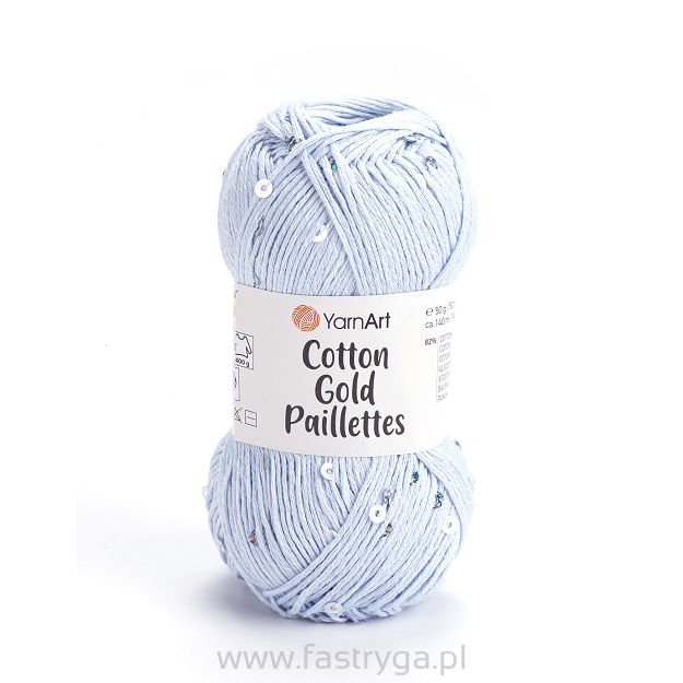 włóczka Cotton Gold Paillettes kolor 7109 błękit