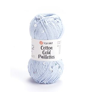 włóczka Cotton Gold Paillettes kolor 7109 błękit