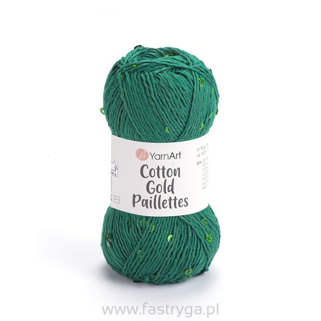 włóczka Cotton Gold Paillettes kolor 7114 zielony