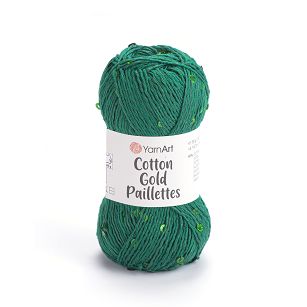 włóczka Cotton Gold Paillettes kolor 7114 zielony