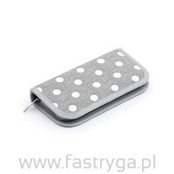 Przybornik na szydełka szary w grochy