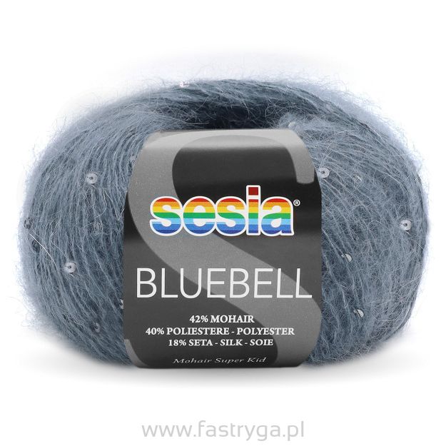 włóczka moherowa z cekinami Bluebell 1364 kolor ciemny jeans