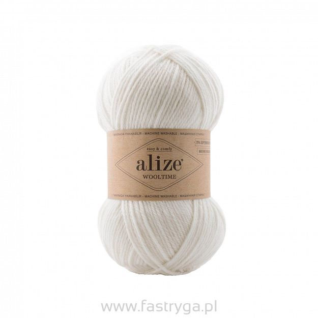 włóczka Wooltime kolor 55 biały - 75% wełny