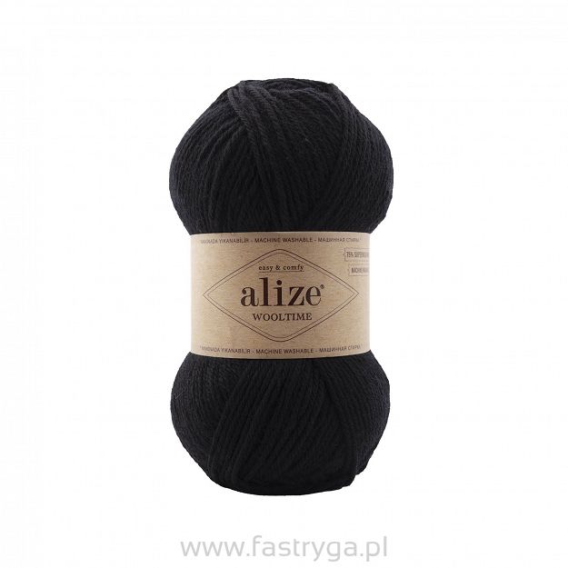 włóczka Wooltime kolor 60 czarny - 75% wełny