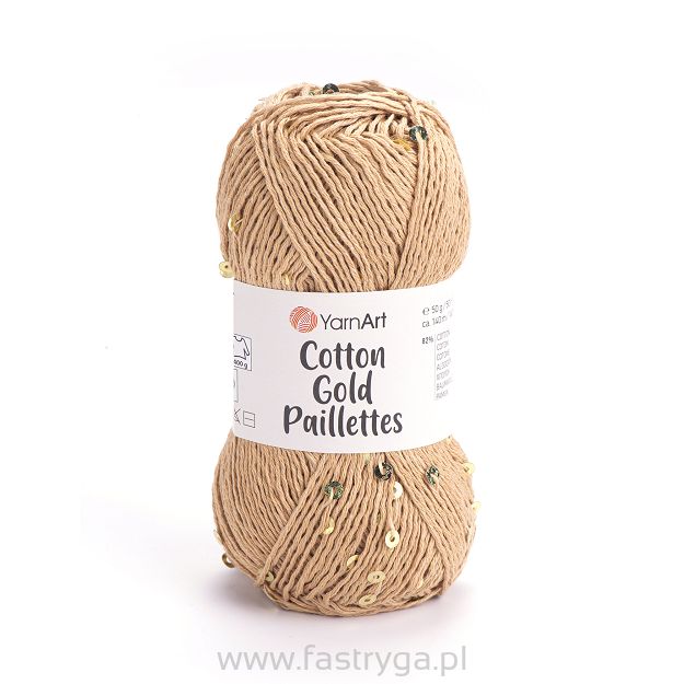 włóczka Cotton Gold Paillettes kolor 7105 beż