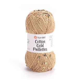 włóczka Cotton Gold Paillettes kolor 7105 beż