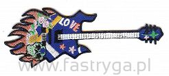 Naszywka na ubrania płonąca gitara niebieska