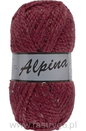 Włóczka Lammy Alpina 6 kolor 440 bordo tweed wełna z akrylem