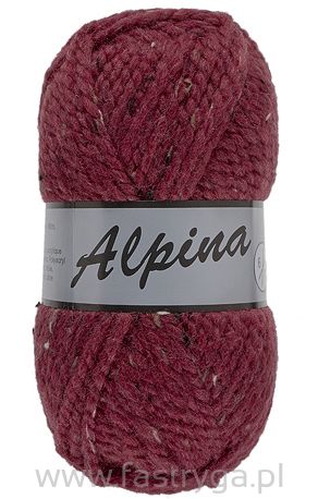 Włóczka Lammy Alpina 6 kolor 440 bordo tweed wełna z akrylem