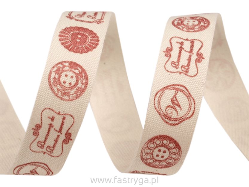 Wstążka bawełniana z nadrukiem.