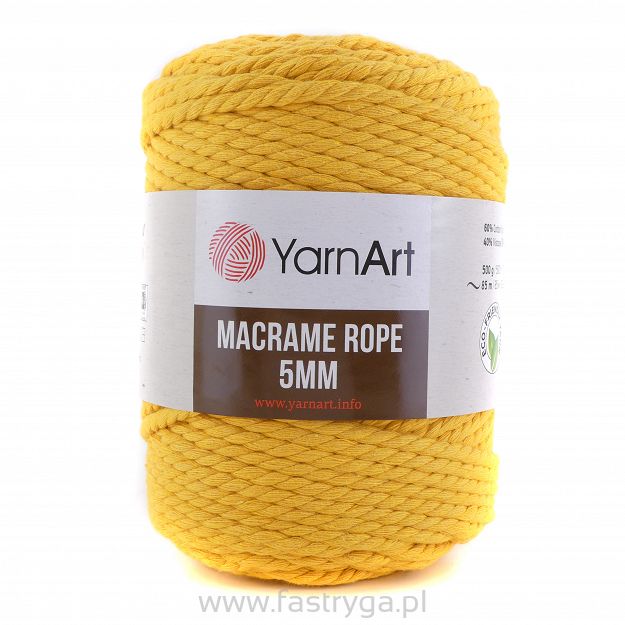 Macrame Rope 5 mm.  764 żółty słoneczny