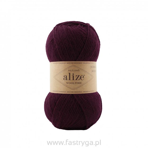 włóczka Wooltime kolor 578 bordowy - 75% wełny