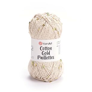włóczka Cotton Gold Paillettes kolor 7104 jasny beż
