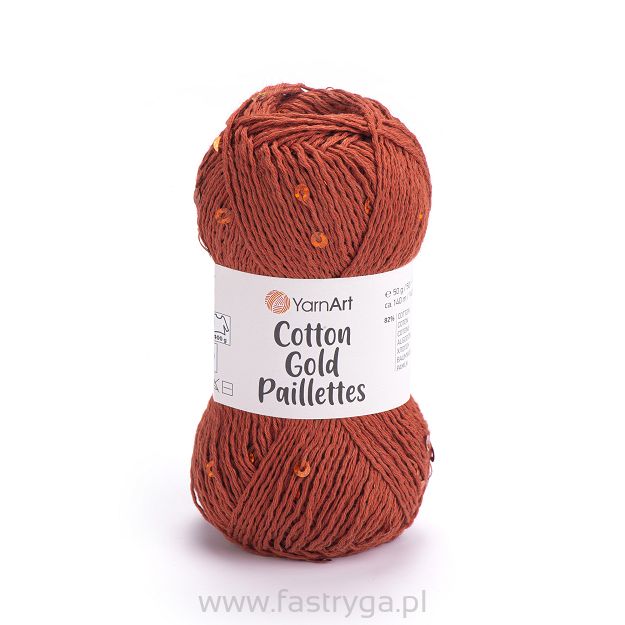 włóczka Cotton Gold Paillettes kolor 7117 rudy