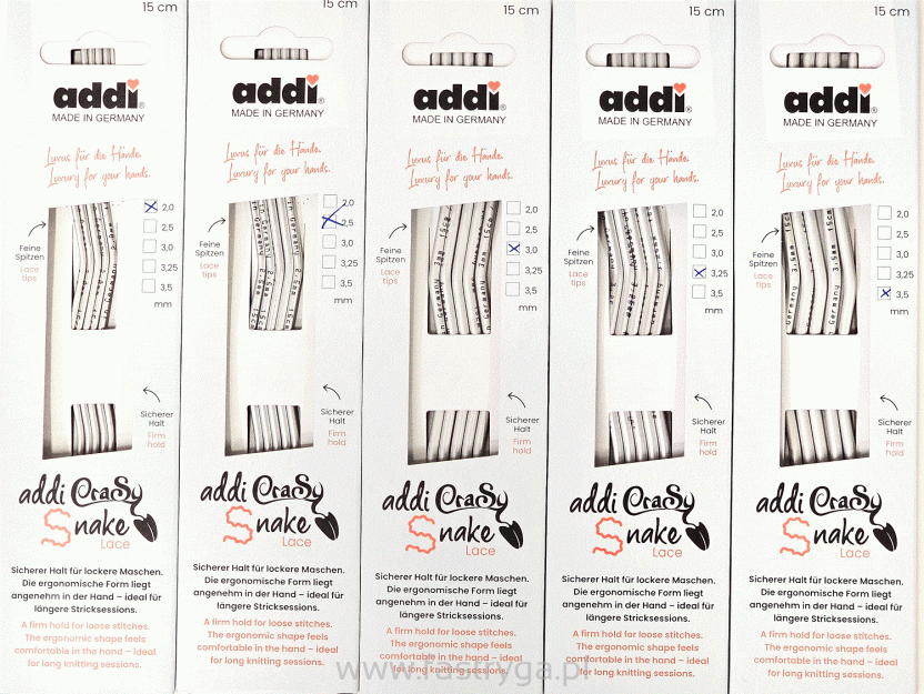 Druty Addi Snake Lace - dł. 15 cm rozm. 2,5