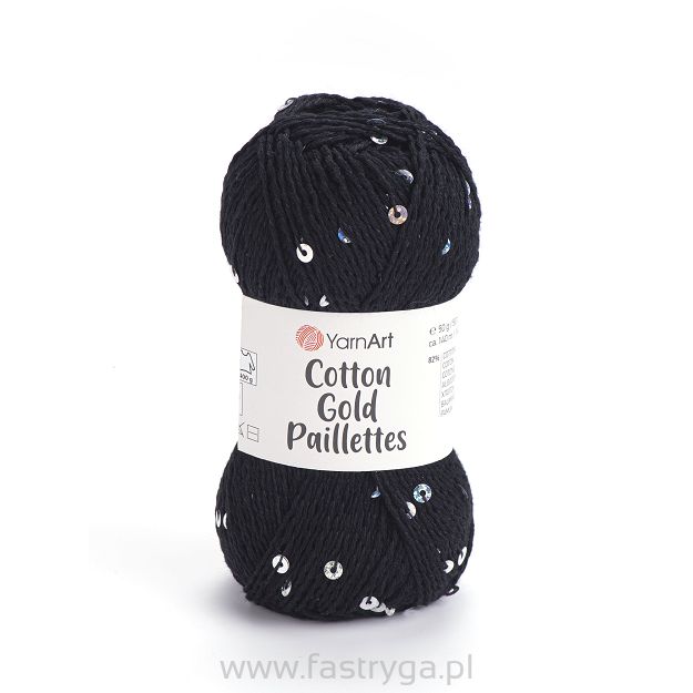 włóczka Cotton Gold Paillettes kolor 7101 czarny