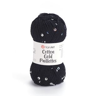 włóczka Cotton Gold Paillettes kolor 7101 czarny