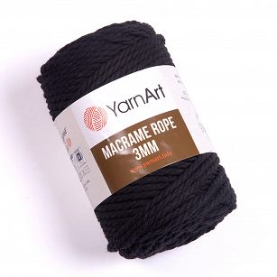 Macrame Rope 3 mm.  750 czarny