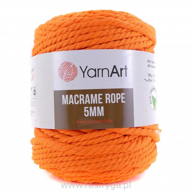 Macrame Rope 5 mm.  800 pomarańczowy neon