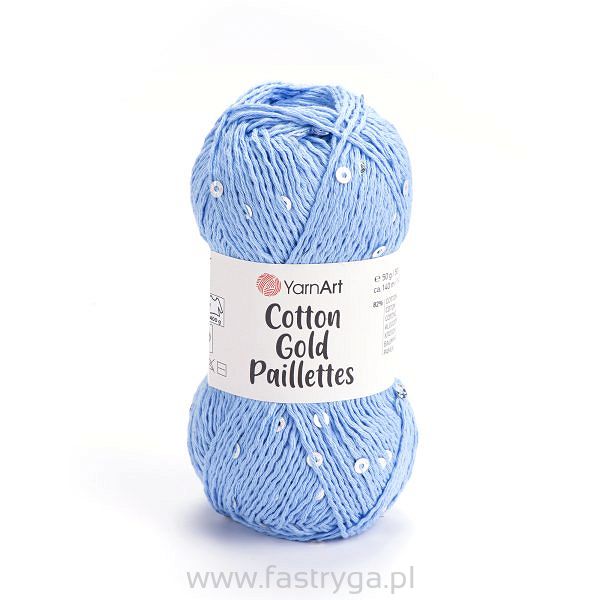 włóczka Cotton Gold Paillettes kolor 7110 niebieski