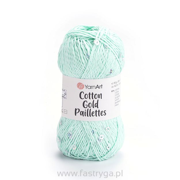 włóczka Cotton Gold Paillettes kolor 7112 jasny turkus