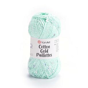 włóczka Cotton Gold Paillettes kolor 7112 jasny turkus