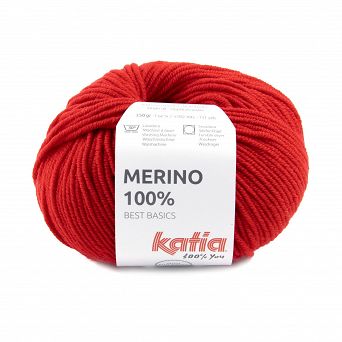 Katia Merino 100% 4 - włóczka czerwona